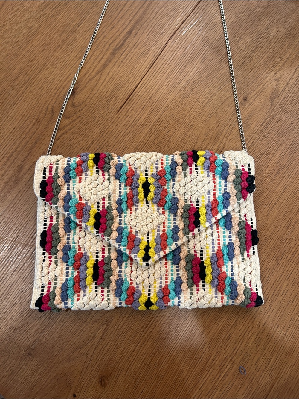 Sole Society Woven Multicolor Envelope Crossbody Bag